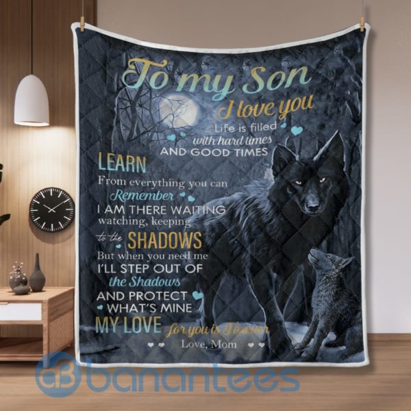 To My Son I Love You Black Wolf Quilt Blanket Product Photo