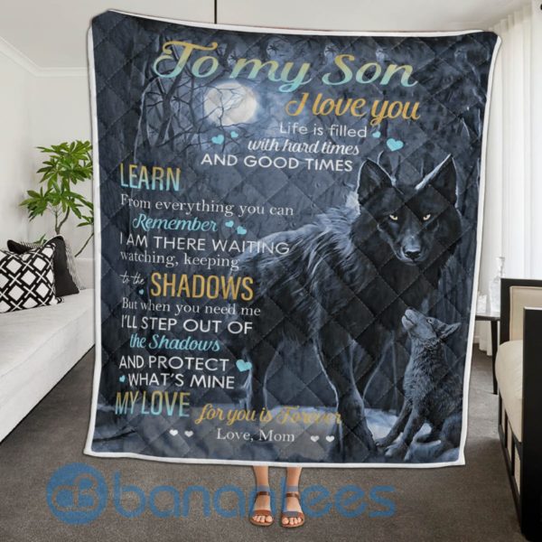 To My Son I Love You Black Wolf Quilt Blanket Product Photo