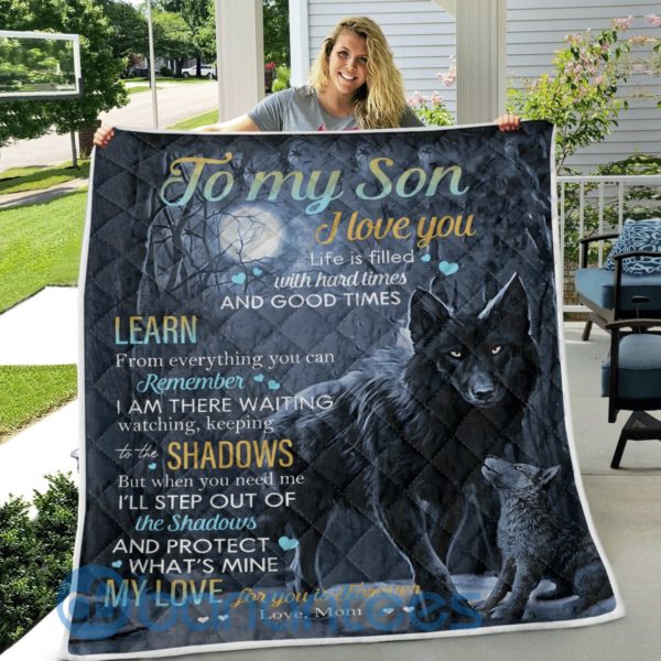 To My Son I Love You Black Wolf Quilt Blanket Product Photo