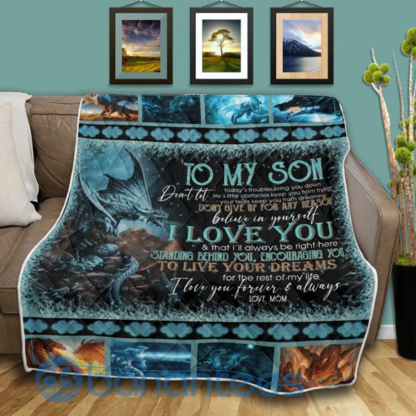 To My Son I Love You Dragon Quilt Blanket Product Photo