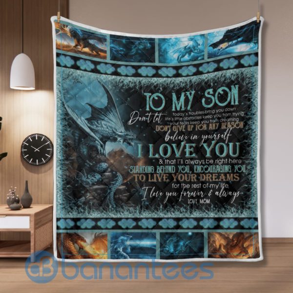 To My Son I Love You Dragon Quilt Blanket Product Photo