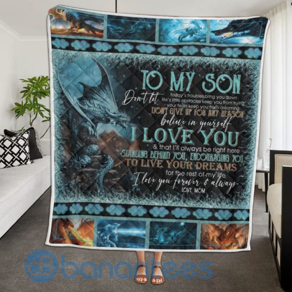 To My Son I Love You Dragon Quilt Blanket Product Photo