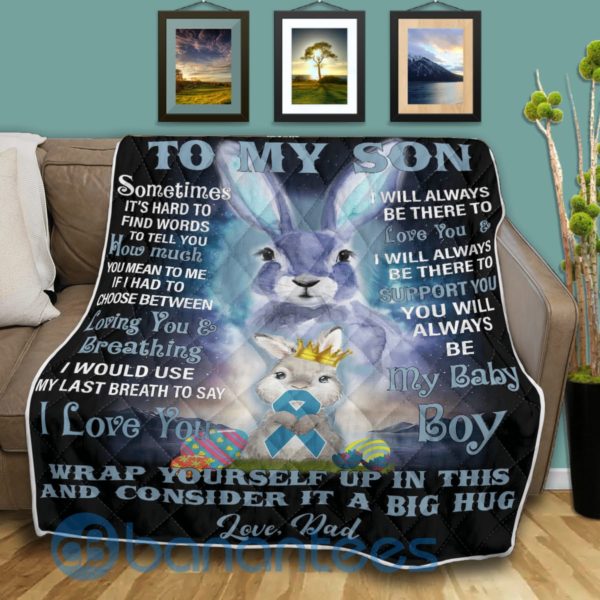 To My Son I Love You Rabbit Quilt Blanket Product Photo