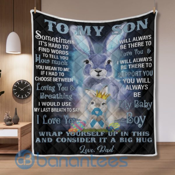 To My Son I Love You Rabbit Quilt Blanket Product Photo