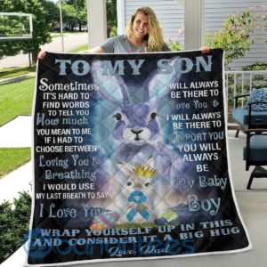 To My Son I Love You Rabbit Quilt Blanket Product Photo