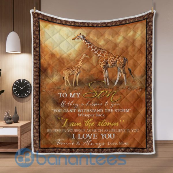 To My Son If They Whissper To You Giraffe Quilt Blanket Product Photo