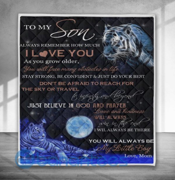 To My Son Just Believe In God And Prayer Tiger Special Design Quilt Blanket Product Photo