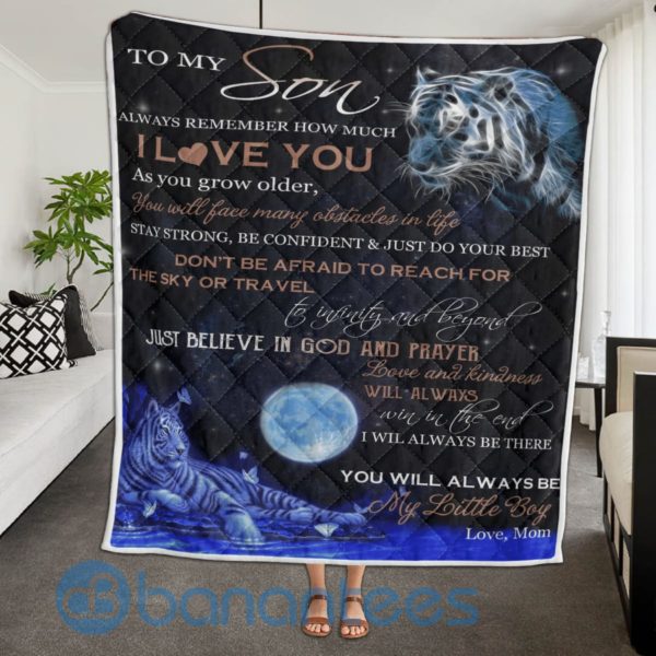 To My Son Just Believe In God And Prayer Tiger Special Design Quilt Blanket Product Photo