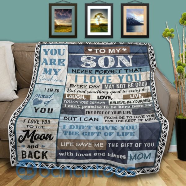 To My Son Letter Gift From Mom Love You Quilt Blanket Product Photo