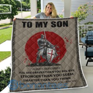 To My Son Love Dad Templar Knight Quilt Blanket Product Photo