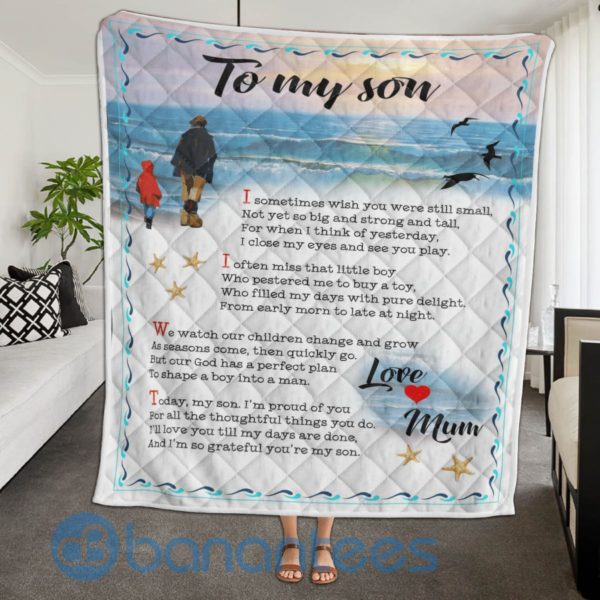 To My Son Love Mum Quilt Blanket Product Photo