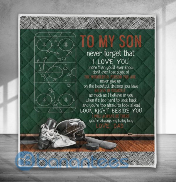 To My Son Never Foget That I Love You Ice Hockey Rink Quilt Blanket Product Photo
