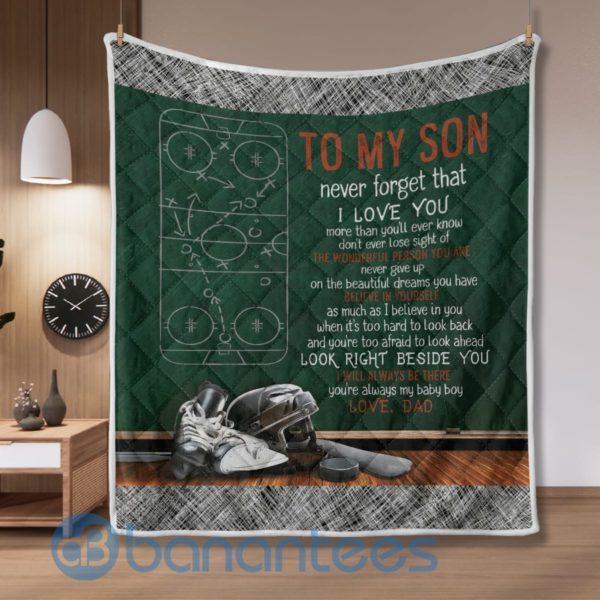 To My Son Never Foget That I Love You Ice Hockey Rink Quilt Blanket Product Photo