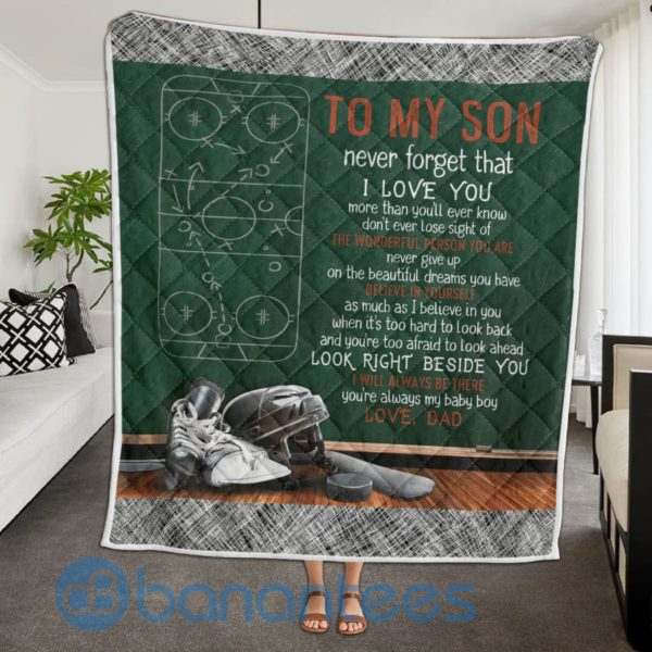To My Son Never Foget That I Love You Ice Hockey Rink Quilt Blanket Product Photo