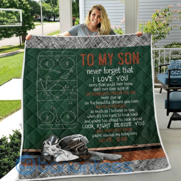 To My Son Never Foget That I Love You Ice Hockey Rink Quilt Blanket Product Photo