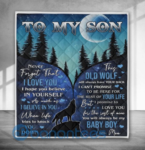 To My Son Never Forget That I Love You Wolf Quilt Blanket Product Photo