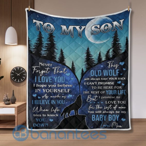 To My Son Never Forget That I Love You Wolf Quilt Blanket Product Photo