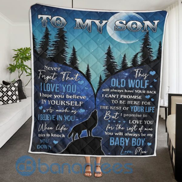 To My Son Never Forget That I Love You Wolf Quilt Blanket Product Photo