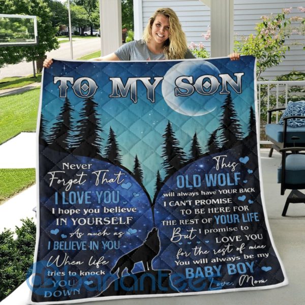 To My Son Never Forget That I Love You Wolf Quilt Blanket Product Photo