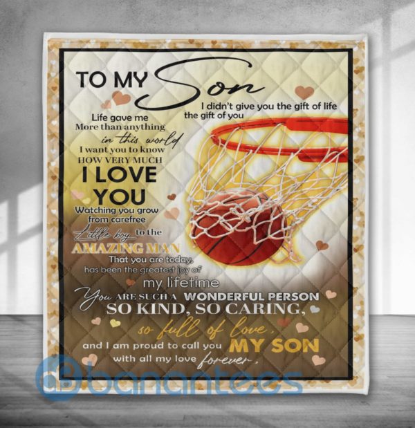 To My Son So Kind, So Caring, So Full Of Love Basketball Quilt Blanket Product Photo