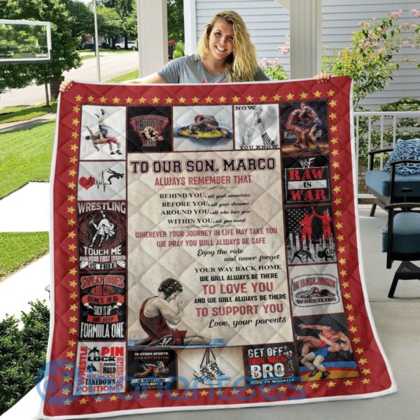 To My Son Wrestling Quilt Blanket Product Photo
