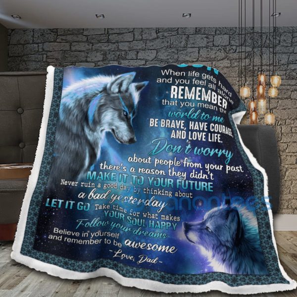 To My Son You Mean The World To Me Wolf Sherpa Blanket Product Photo