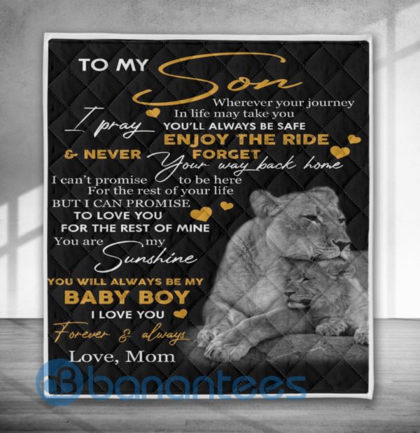 To My Son You Will Always Be My Baby Boy Lion Quilt Blanket Product Photo