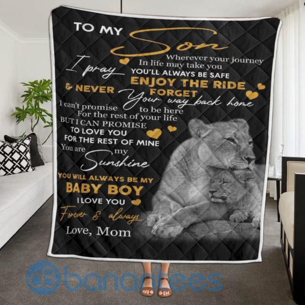 To My Son You Will Always Be My Baby Boy Lion Quilt Blanket Product Photo