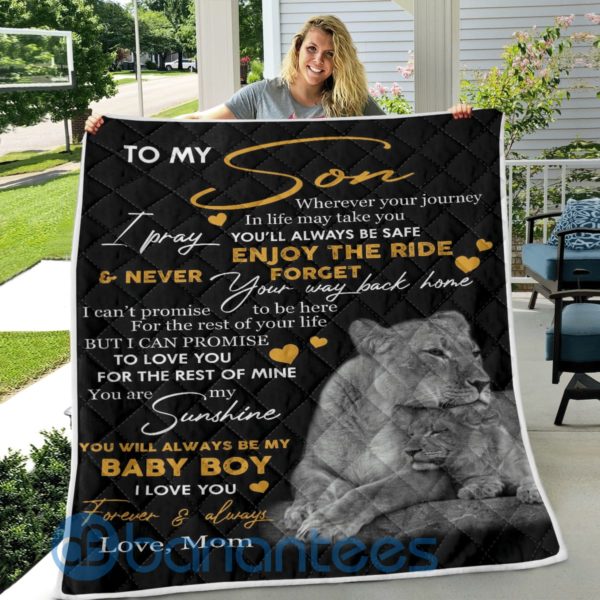 To My Son You Will Always Be My Baby Boy Lion Quilt Blanket Product Photo