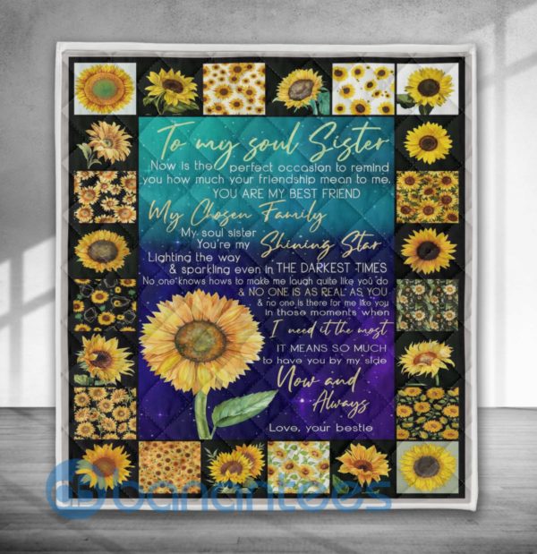 To My Soul Sister Sunflower Quilt Blanket Product Photo