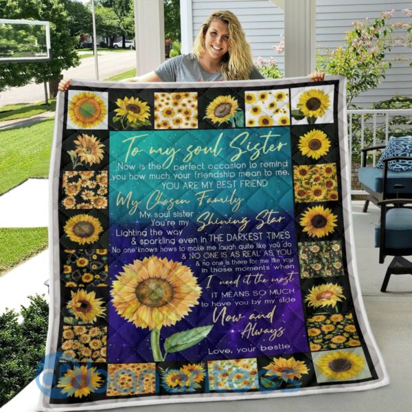To My Soul Sister Sunflower Quilt Blanket Product Photo