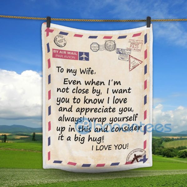 To My Wife I Love You Air Mail Sherpa Blanket Product Photo