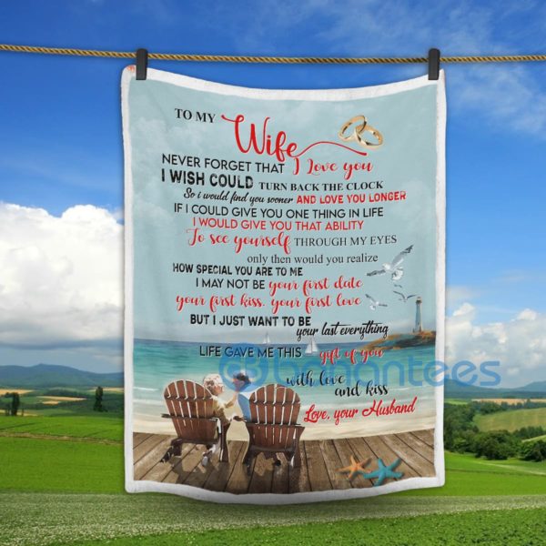 To My Wife I Love You Beach Sherpa Blanket Product Photo