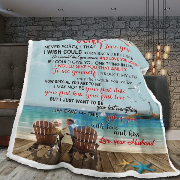 To My Wife I Love You Beach Sherpa Blanket Product Photo