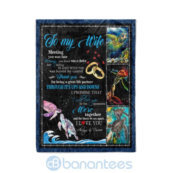 To My wife I Love You Fleece Turtle Blanket Product Photo