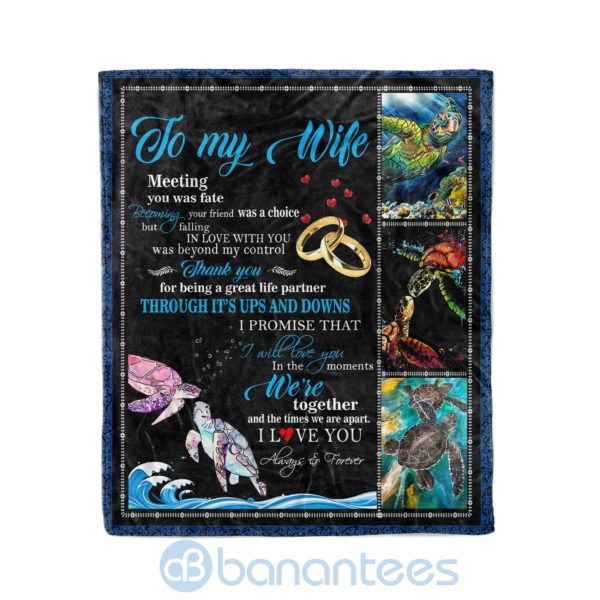 To My wife I Love You Fleece Turtle Blanket Product Photo
