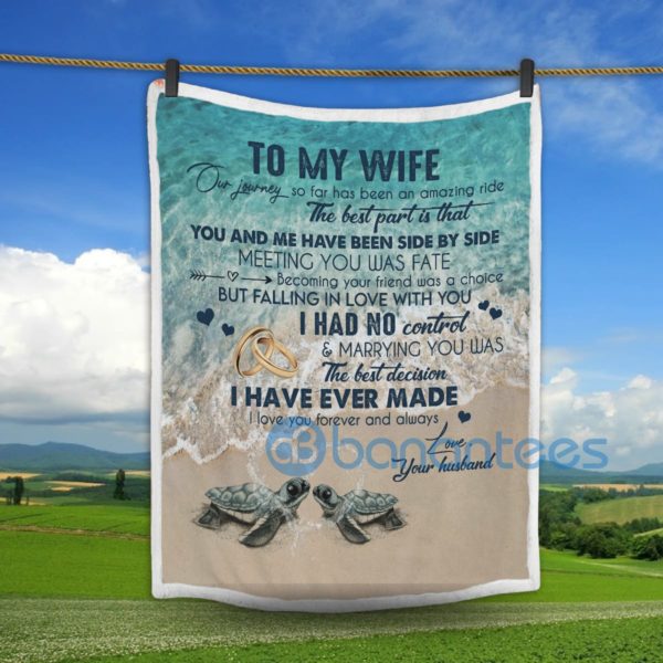 To My Wife I Love You Forever And Always Turtle Sherpa Blanket Product Photo