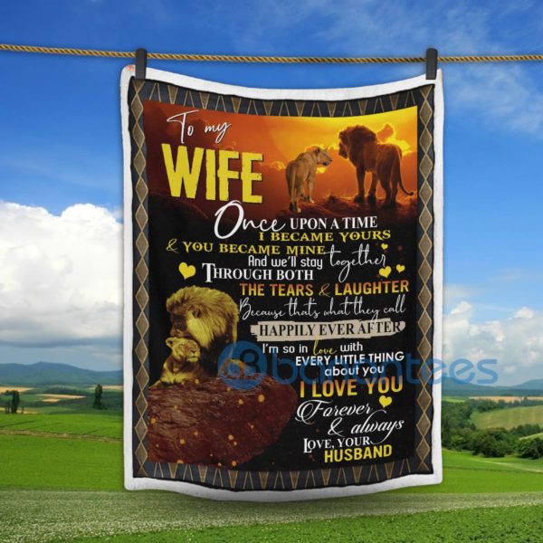 To My Wife I Love You Forever Lion Sherpa Blanket Product Photo