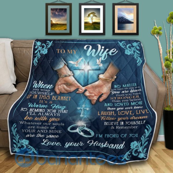 To My Wife Love You So Much Special Design Quilt Blanket Product Photo