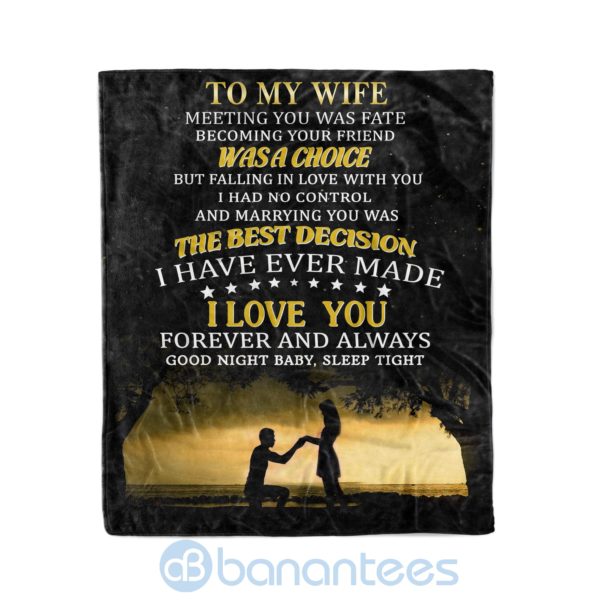 To My Wife Marrying You Was The Best Decision Fleece Family Blanket Product Photo