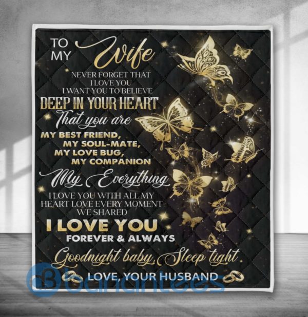 To My Wwife Love Your Husband Special Design Quilt Blanket Product Photo
