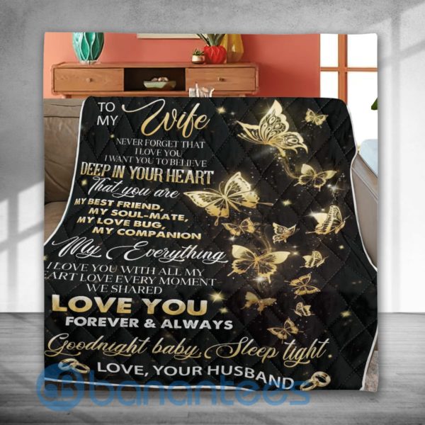 To My Wwife Love Your Husband Special Design Quilt Blanket Product Photo