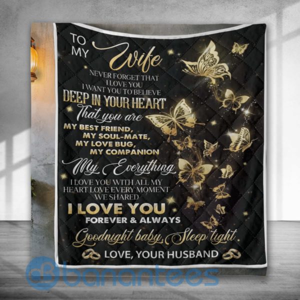 To My Wwife Love Your Husband Special Design Quilt Blanket Product Photo