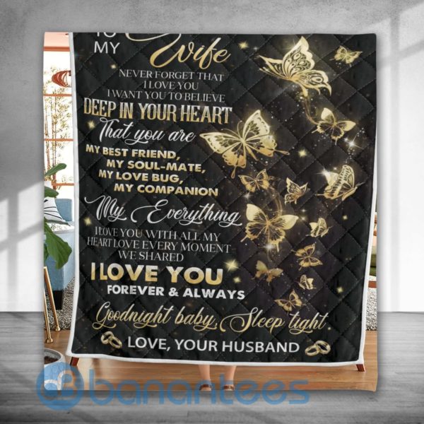 To My Wwife Love Your Husband Special Design Quilt Blanket Product Photo
