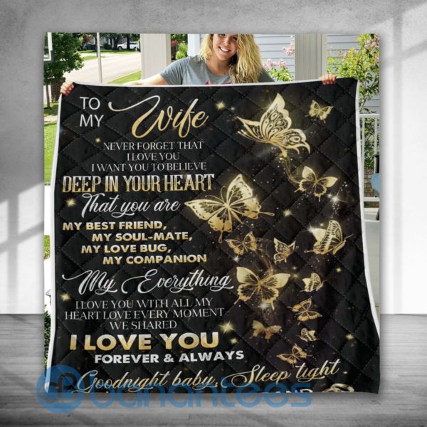 To My Wwife Love Your Husband Special Design Quilt Blanket Product Photo