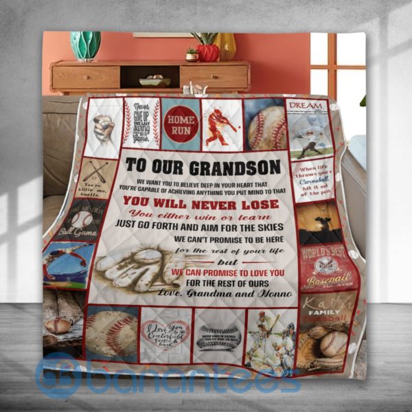 To Our Grandson Baseball Special Design Quilt Blanket Product Photo