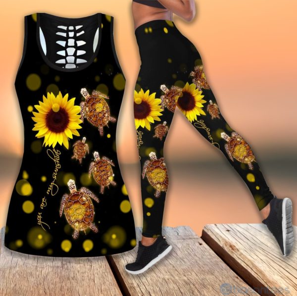 Turtle Sunflower Tank Top Legging Set Outfit Product Photo