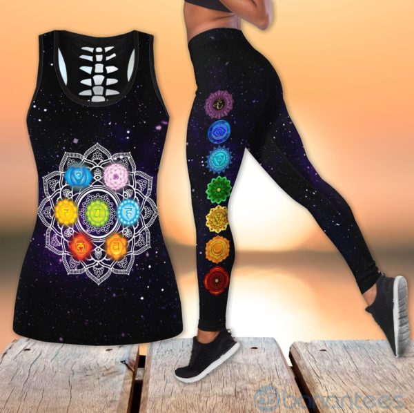Twilight Chakra Galaxy Yoga Hollow Tank And Legging Outfit Product Photo