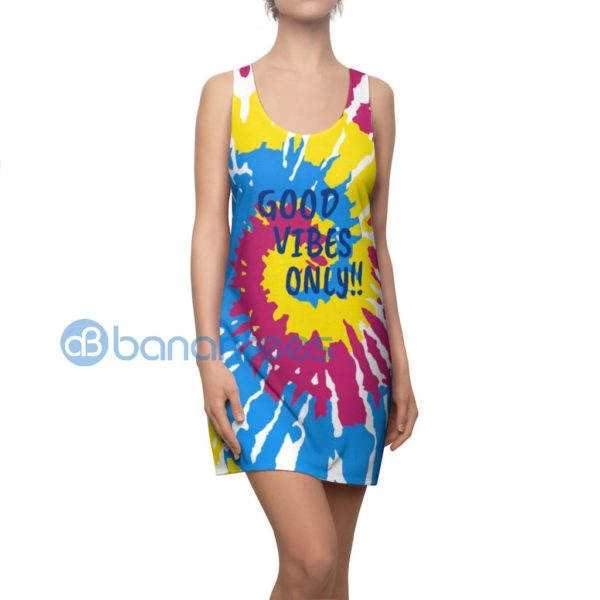 Tye Dye Good Vibes Only Hippie Cute Racerback Dress Product Photo