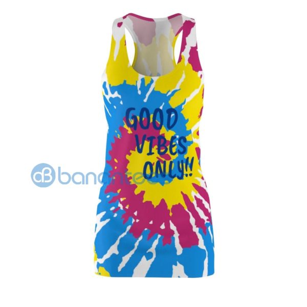 Tye Dye Good Vibes Only Hippie Cute Racerback Dress Product Photo